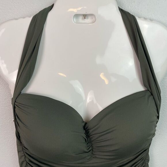 NWOT La Blanca Green Tankini Swim Top Size 6 - Picture 2 of 4